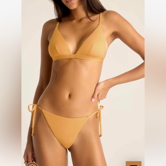 Vitamin A “Moss Bikini” Top & Bottom in Creamsicle EcoRib - Picture 1 of 9